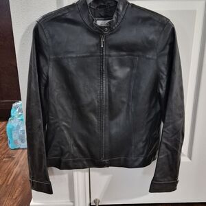 Marks & Spencer Men's Black Leather Bomber Jacket
